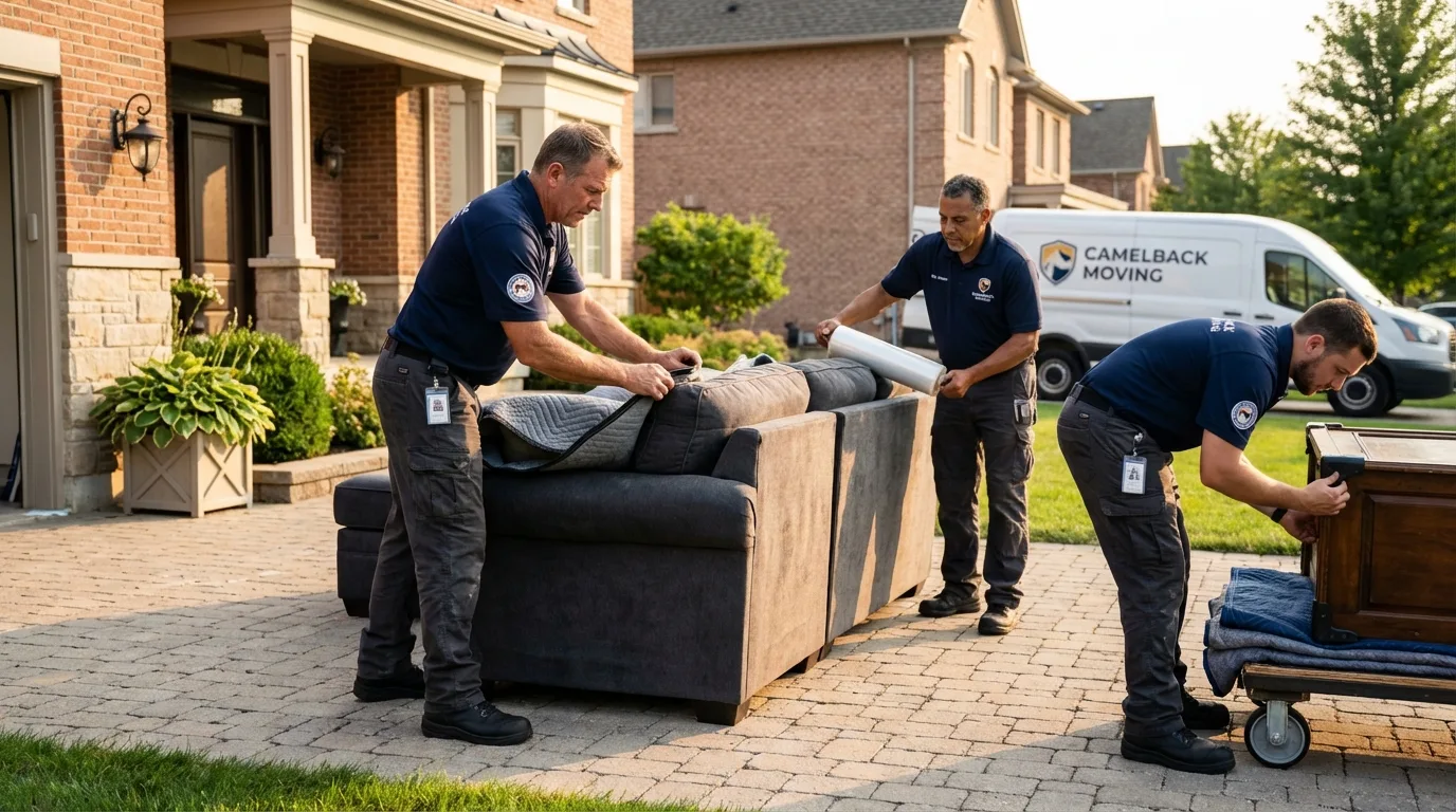 Large estate moving crew wrapping furniture in Queen Anne, MD